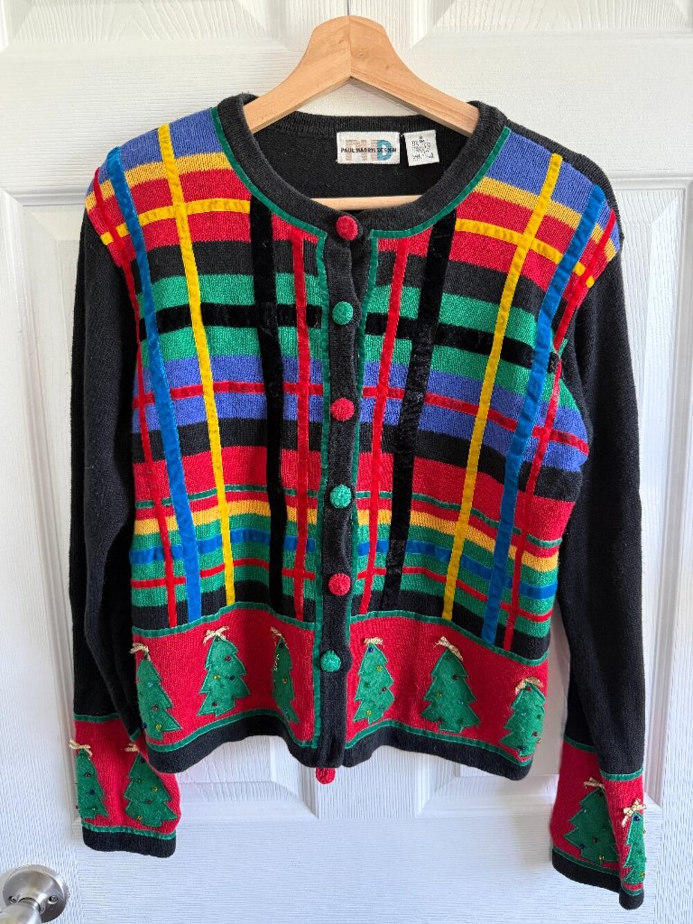 Vintage Paul Harris Holiday Christmas Ugly Cardigan Sweater Womens Small
